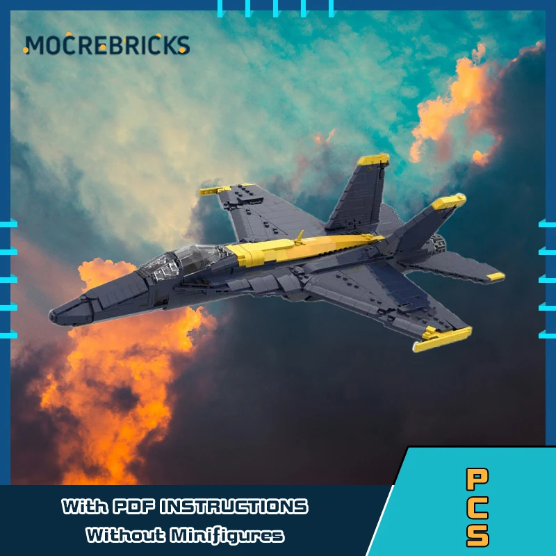 Фото Лидер продаж MOC F/A-18E Super Hornet, строительные блоки, корабельная многоцелевая модель самолета, усовершенствованные кирпичи, детская развивающая игрушка №3