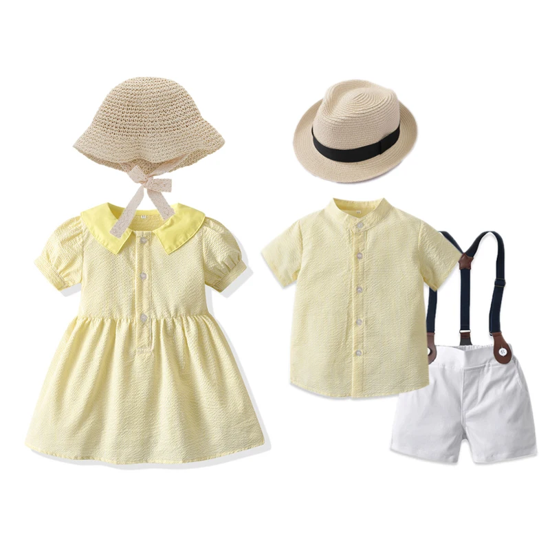 Boys Clothes for Kids Baby Girl Clothes  Kids Clothes Girls and Boys Matching Outfit Shirt Tops with Suspender Pants Dress Girls