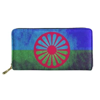 romani people flag pattern long wallets luxury zipper%c2%a0unisex clutch bag shopping card case cover portfel damski decoration