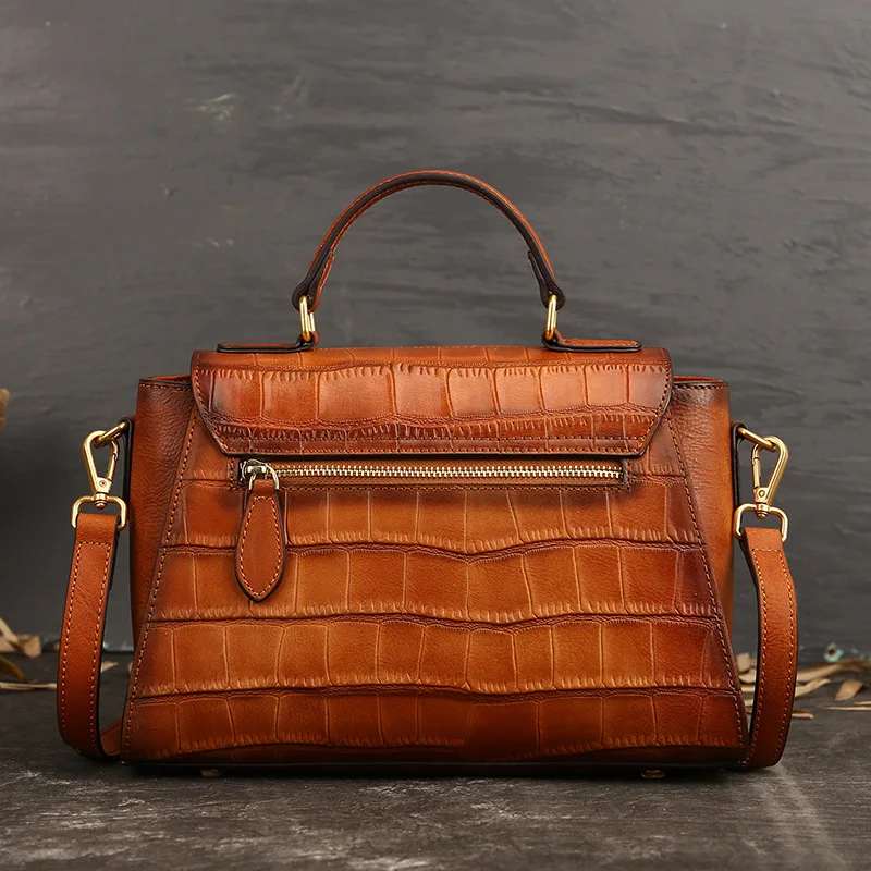 Fashion Women's Bag Crocodile Pattern Women's Handbag Top Layer Cowhide Shoulder Bag Women's New 2022 Crossbody Bag Women