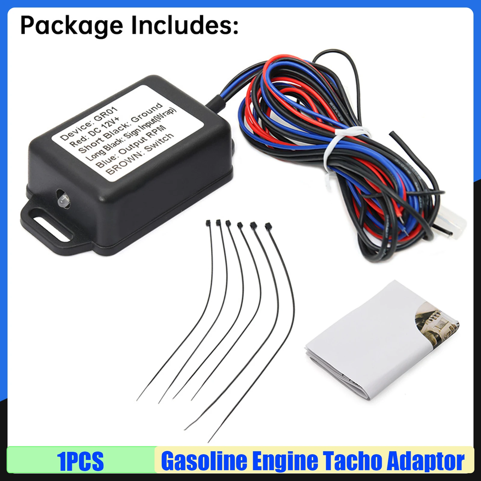 

MAIMEIMI GR01 адаптер тахосигнала бензинового двигателя, 1 шт., универсальный тахометр бензинового двигателя, адаптер сигнала об/мин для тахометра 12 В