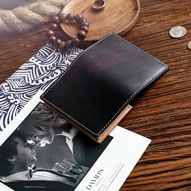 Unisex Vintage Handmade Vegetable Tanned Cow Men's Large Capacity Genuine Leathers Business Bag Women's Wallet Case Card Holders