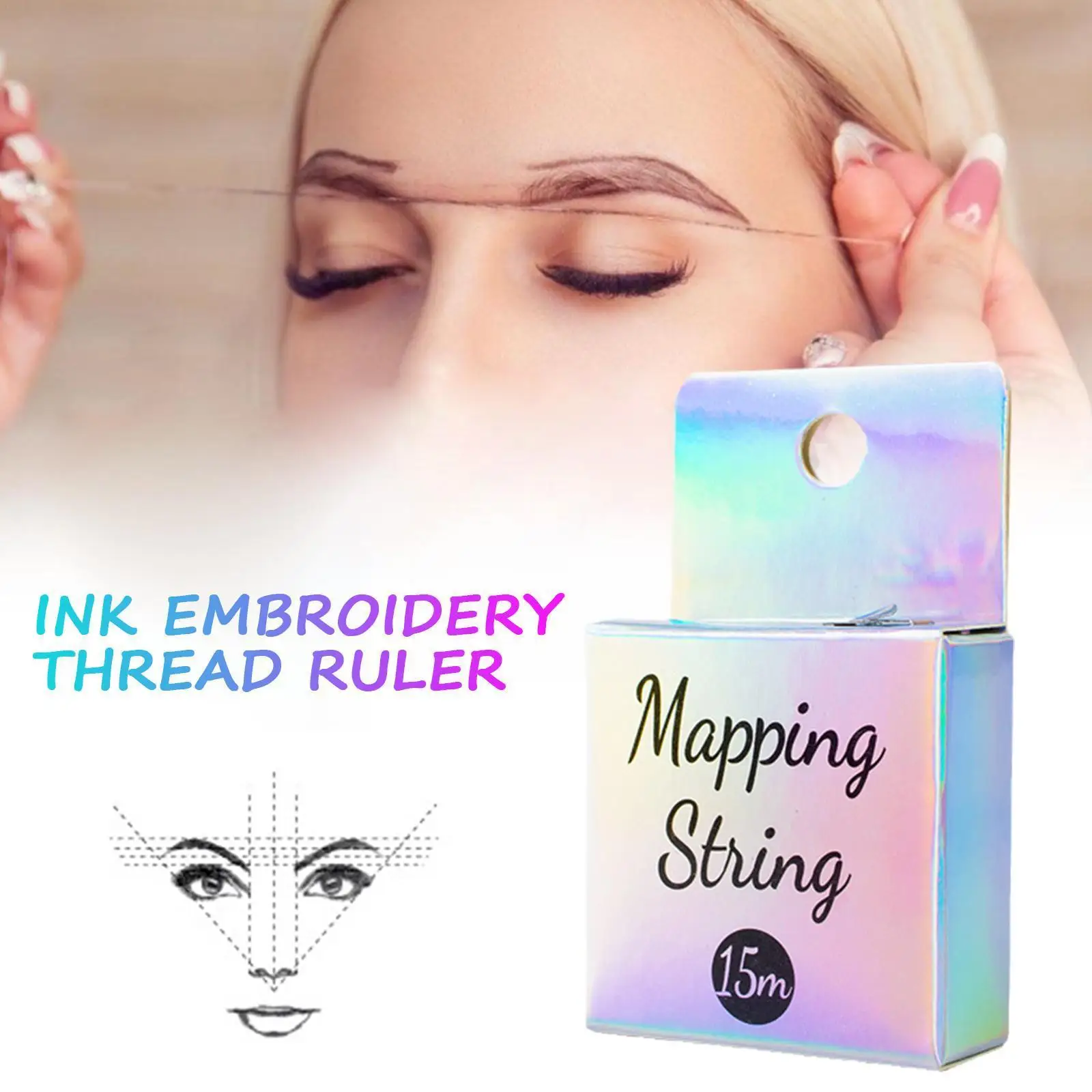 

15m Black White Microblading Mapping String Pre-inked For Eyebow Make Up Dyeing Liners Thread Positioning Eyebrow Measuring A3e2