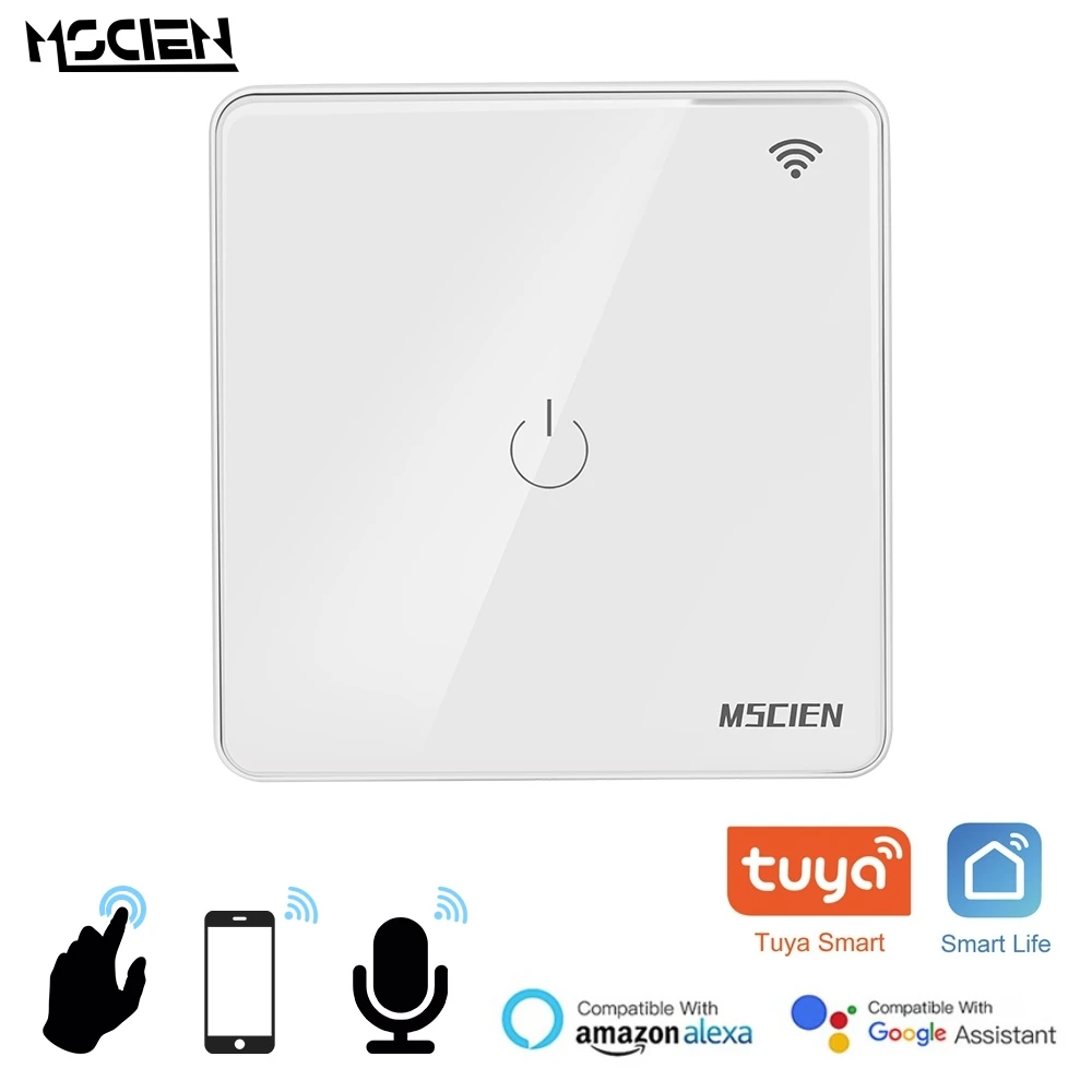 

MSCIEN Smart Life Wi-Fi Wall Switch Wireless Remote Touch Light Sockets 110-250 AC Power Outlets for Google Assitant Alexa Tuya