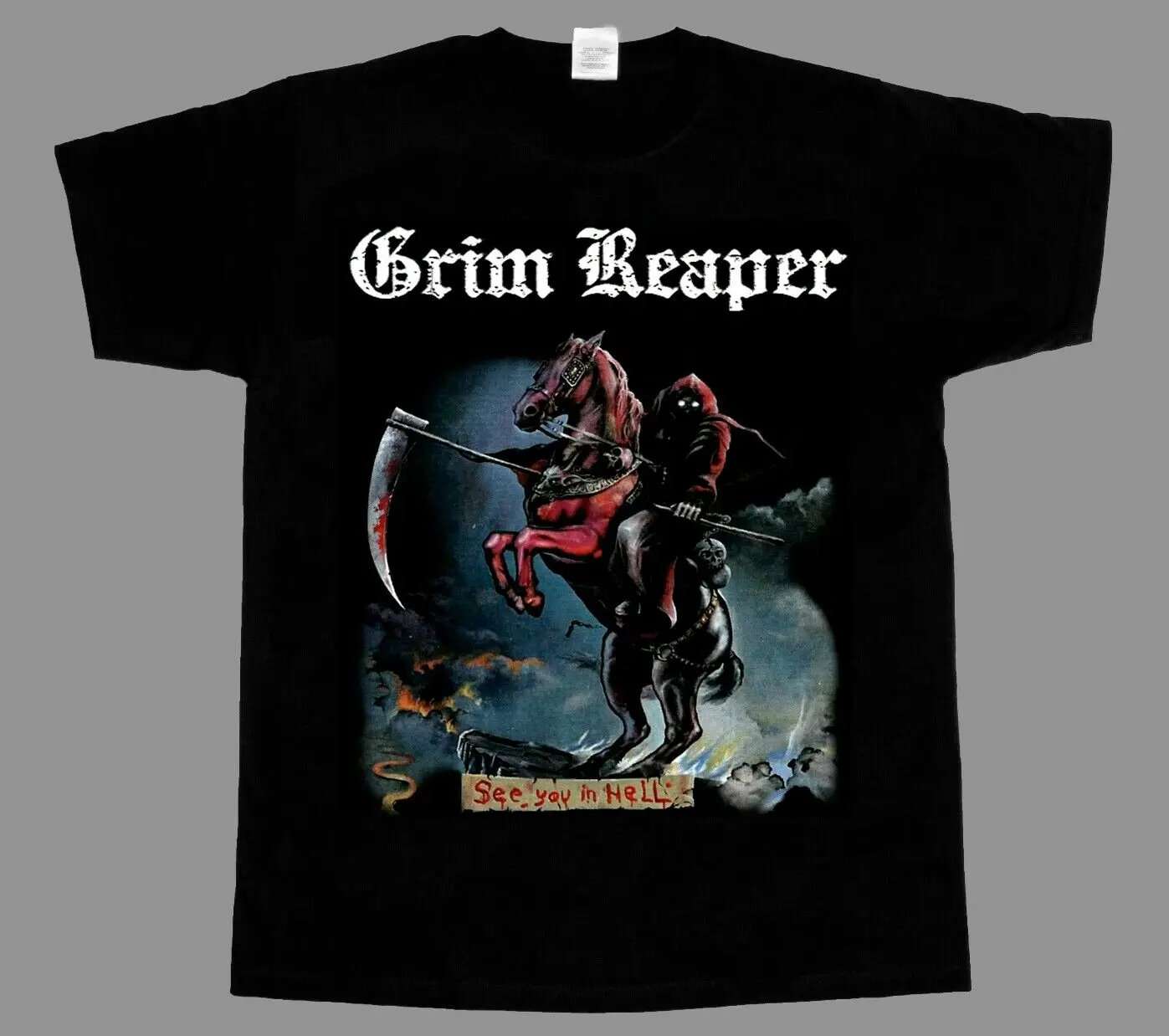 

GRIM REAPER SEE YOU IN HELL 1983 AUDIOSLAVE NEW BLACK T-SHIRT