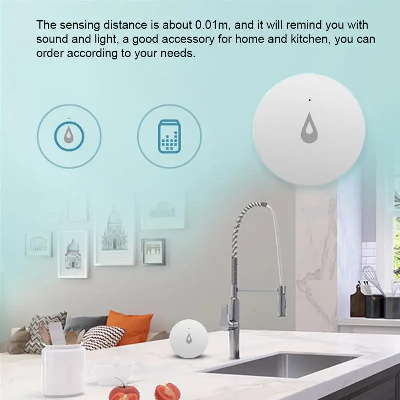 

ZigBee Smart Flood Sensor Water Leakage Detector Flood Overflow Alert Security Alarm System Tuya/Smart Life App Remote Control