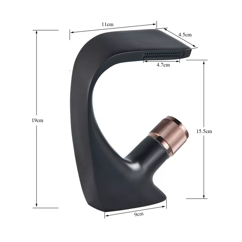 

Black/white Matching Basin Faucet Solid Brass Waterfall Bathroom Sink Faucet Big Round Spout Mixer Tap Torneira Banheiro