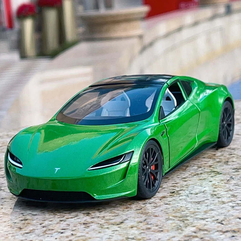 

1:24 Tesla Roadster Tesla Model Y Model 3 Alloy Die Cast Toy Car Model Sound and Light Children's Toy Collectibles Birthday gift