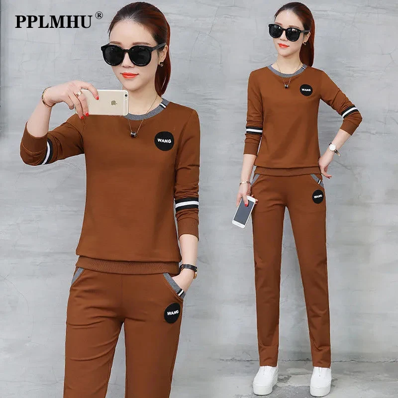 

Casual Jogging Sweatsuit 2 Piece Set Women Outfits Fashion O Neck Long Sleeve Sweatshirt And Sweatpant Suits Female Leisure Wear