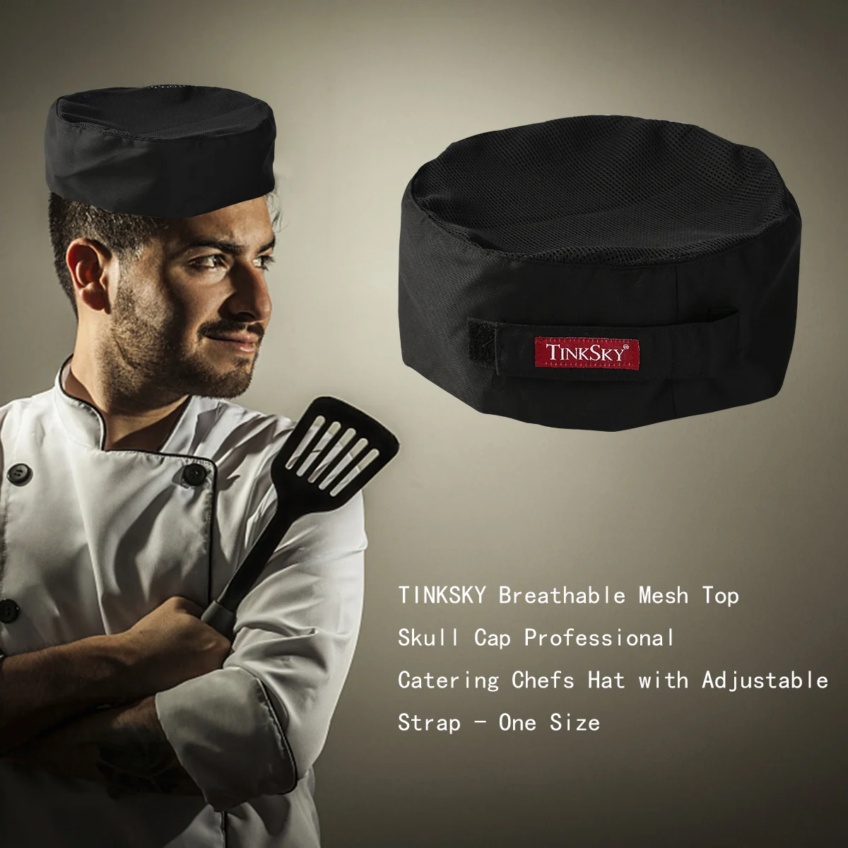 

Hat Mesh Professional Chef Beanie for Cooking Baker Kitchen Restaurant ( Black )