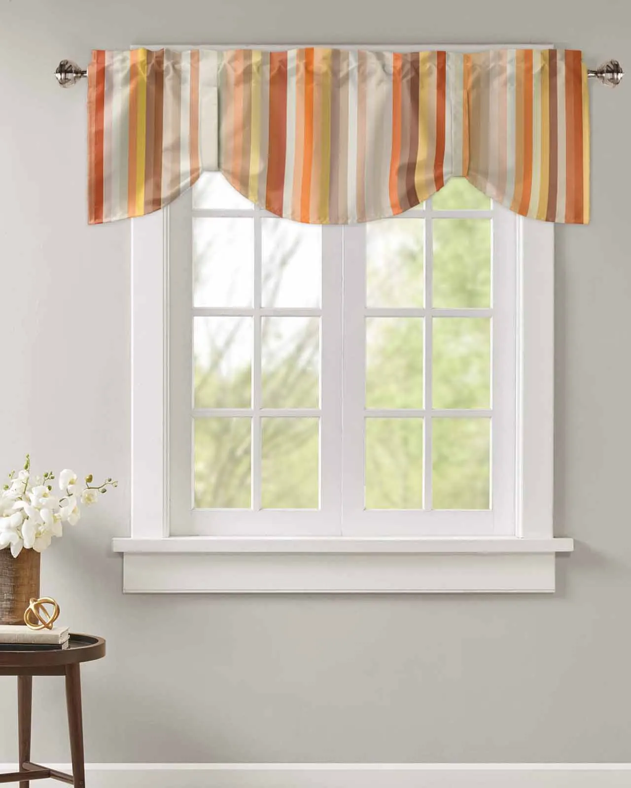 Оранжевые полосы геометрические абстрактные короткие оконные занавески