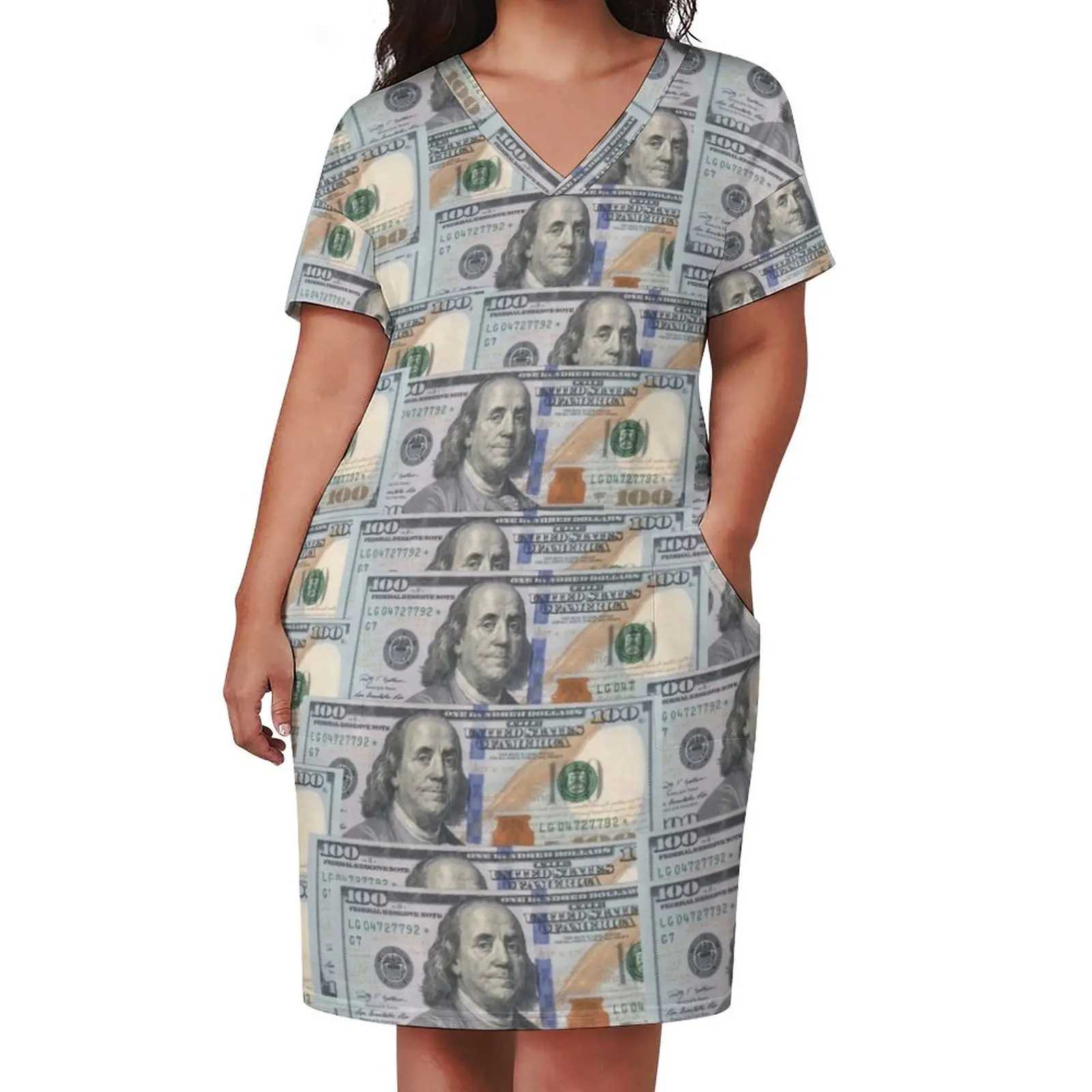 100-долларовые купюры свободное платье с карманами пляжное вечерние платья для