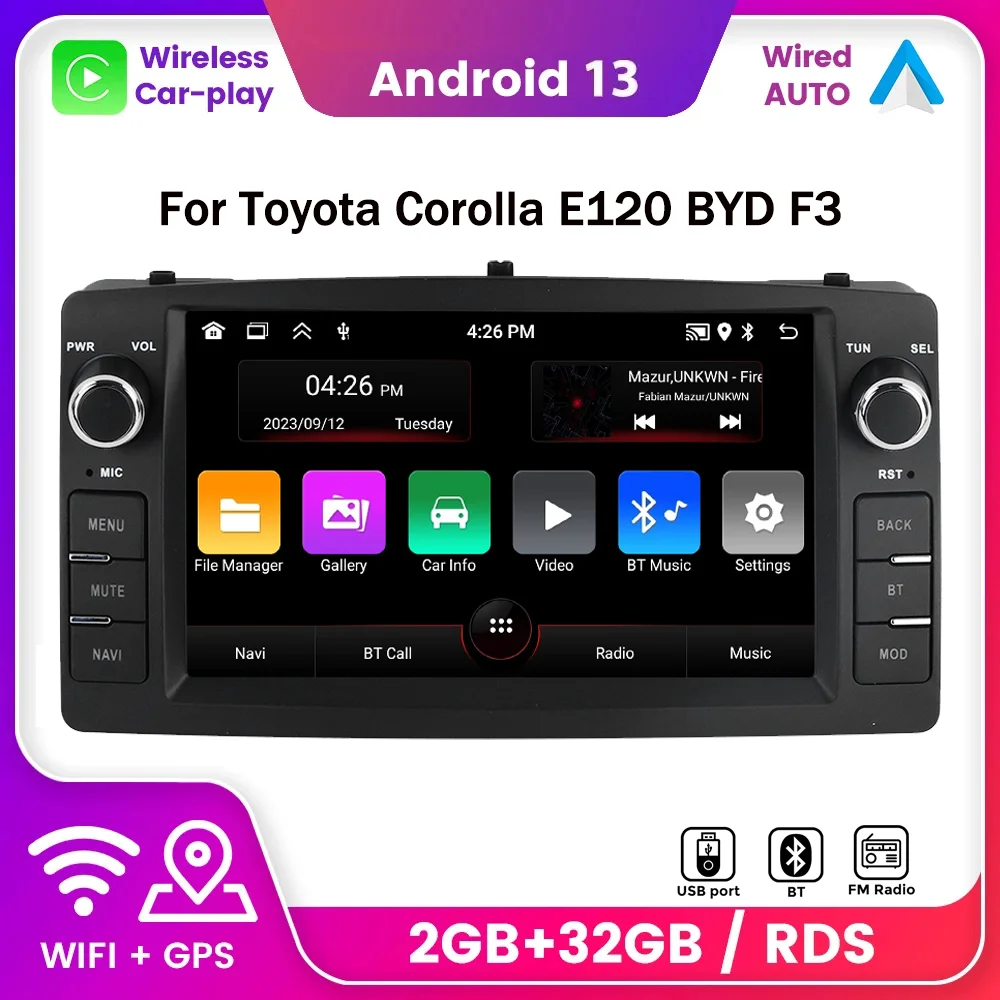 Автомобильный Мультимедийный Плеер Android 13 Беспроводной Bluetooth Gps-навигация