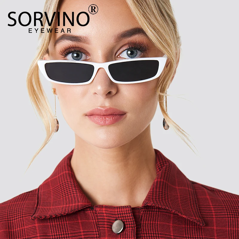 

SORVINO 2022 90s Small Rectangle Cat Eye Sunglasses Women Designer Crystal Sunglass Retro Tiny Cateye Sun Glasses Shades CL08