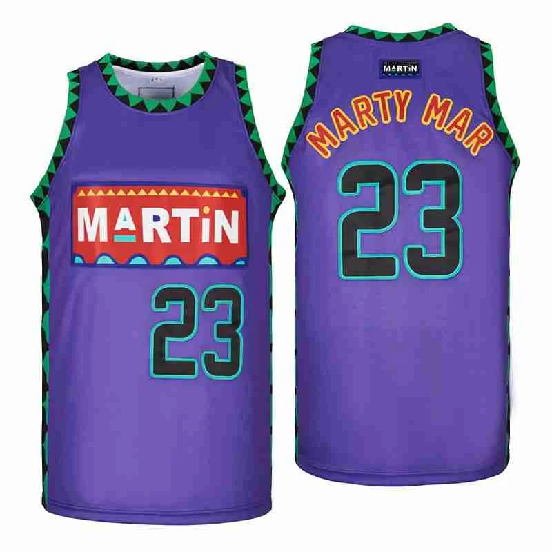 

BG Basketball Jerseys MARTIN IMMA BE ALRIGHT 23 Marty Mar High Quality Sewing Embroidery Outdoor Sports Jersey Black purple