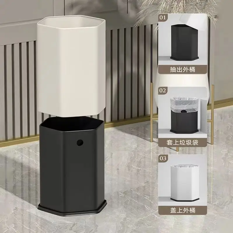 Мусорная корзина из нержавеющей стали простой двухслойный бытовой креативный