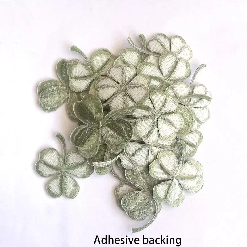 5 шт./Аппликация с зелеными листьями из ткани вышивка цветком клевера на удачу