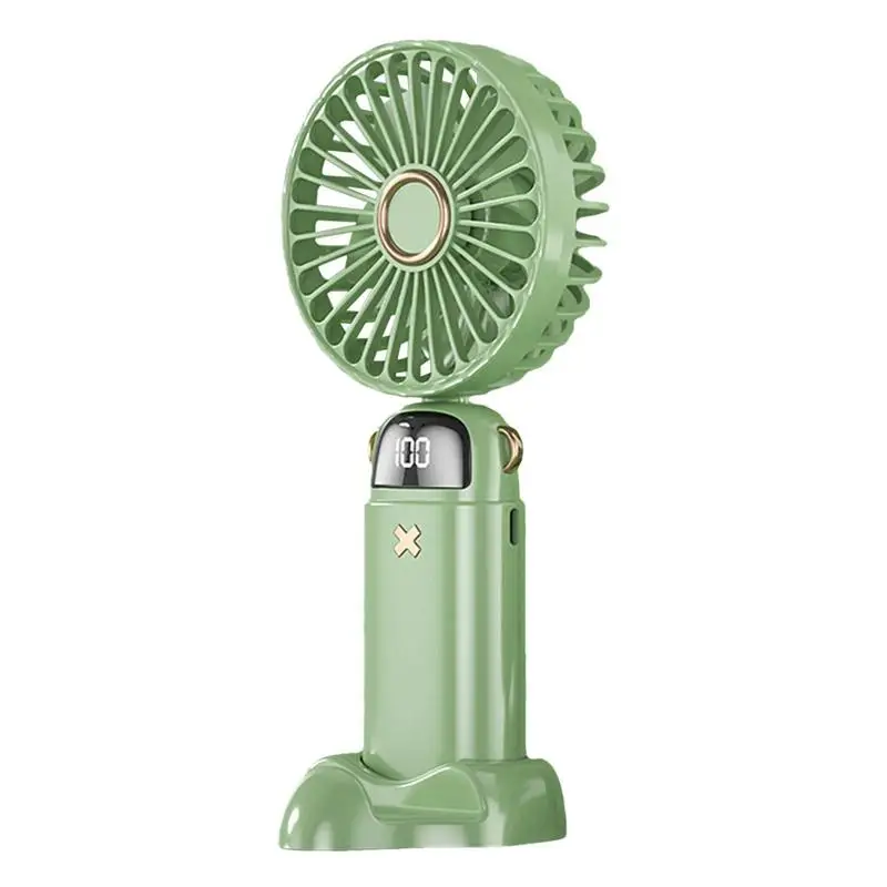 

Handheld Mini Fan Rechargeable LED Display Pocket Fan Portable USB Powered Folding Personal Fan 5 Speeds 90 Degree Foldable