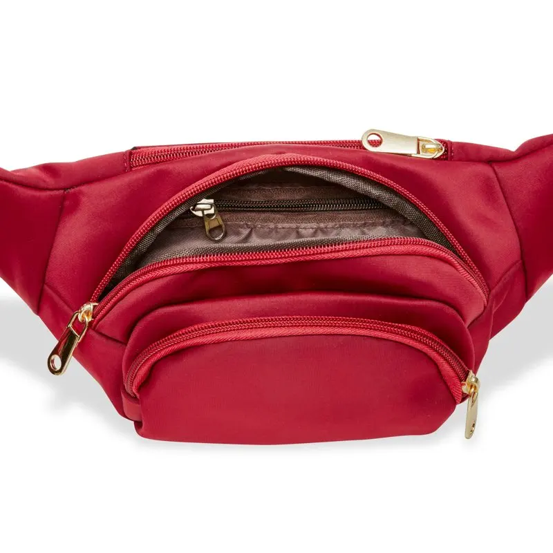 Red Nylon Plus Size Fanny Pack  Women, Traveling Belt Bag Pouch with Adjustable Waist Strap (34”-60”, Expands to 5XL)