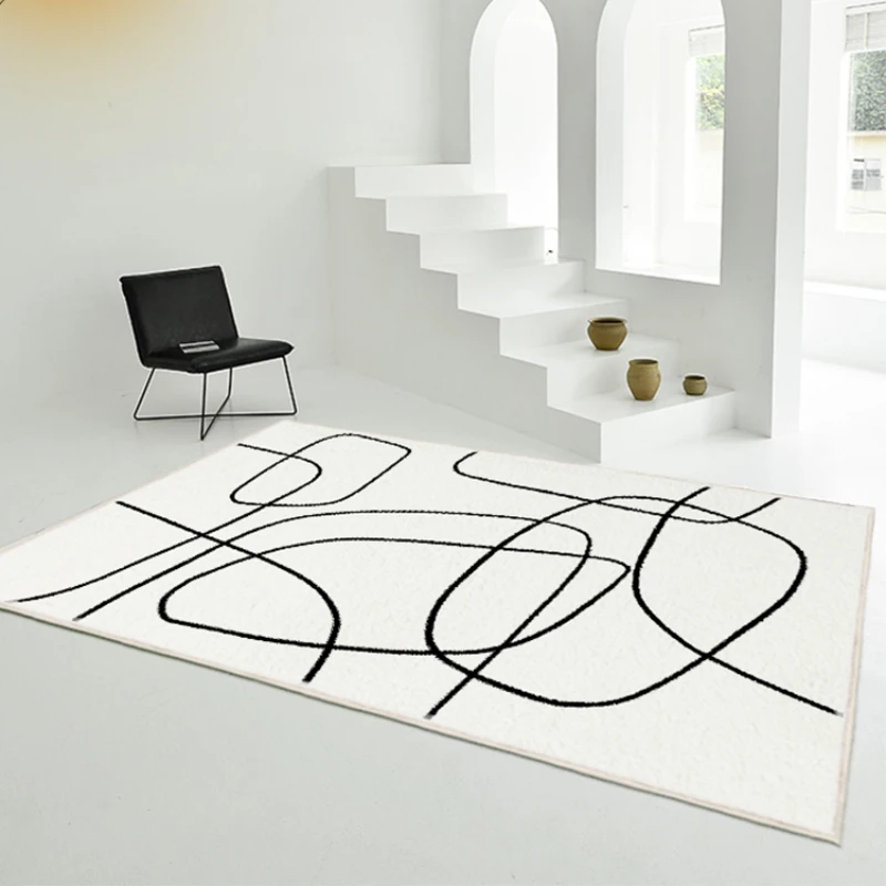 

Modern Minimalist Nordic Art Living Room Large Area Carpet Bedroom Wabi-sabi White Plush Fluffy Soft High Quality Decorative Rug
