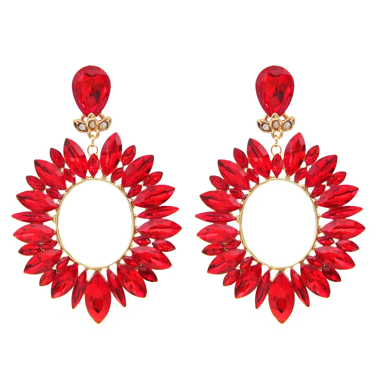

New Fashion Luxury Big Earrings for Women High Quality Crystal Stone Dangle Earrings Wedding Party Accessories Boutique Jewelry