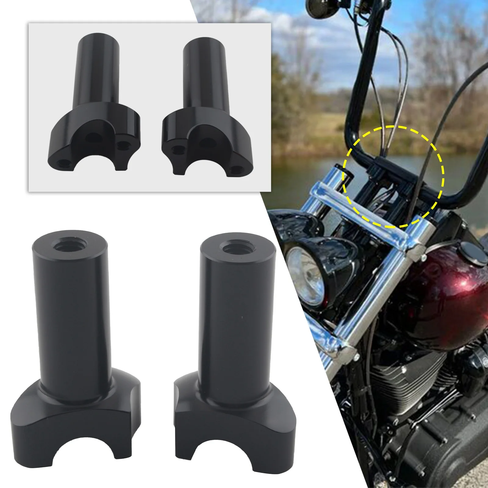Фото Прямые стояки руля 3 1/2 дюйма для Harley V-Rod Sportster Softail Deluxe FXST/ Dyna/Street bob №4