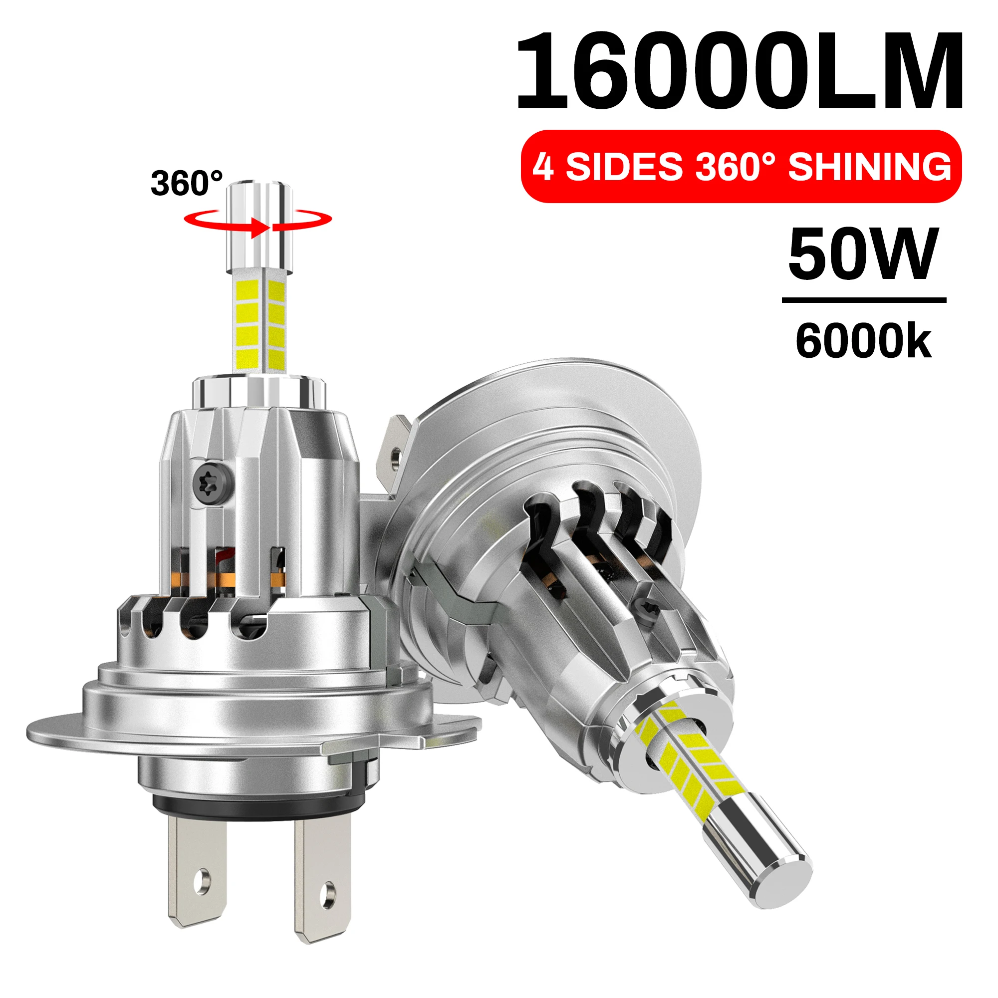 2 шт. автомобильные лампы для фар 6000 лм 360 K