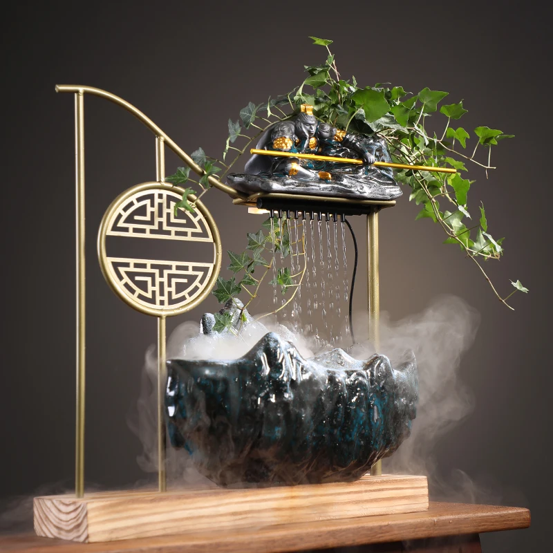 

Sun Wukong Incense Burner King Fountain Living Room Chinese Incense Waterfalls Backflow Ceramics Incenso Office Ornament ZLXP