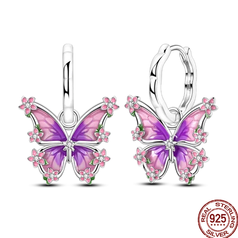 Серебро 925, весенние цветные циркониевые бабочки, фея, цветок, пчела, серия, женские серьги, изысканные ювелирные изделия на день Святого Валентина, подарок