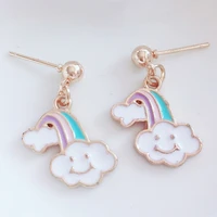 fashion earrings rainbow cloud earrings silver ear hook oil drop earrings female