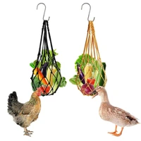 1pcs chicken toys for coop vegetable hanging feeder poultry fruit veggies skewer holder string bag with metal hook