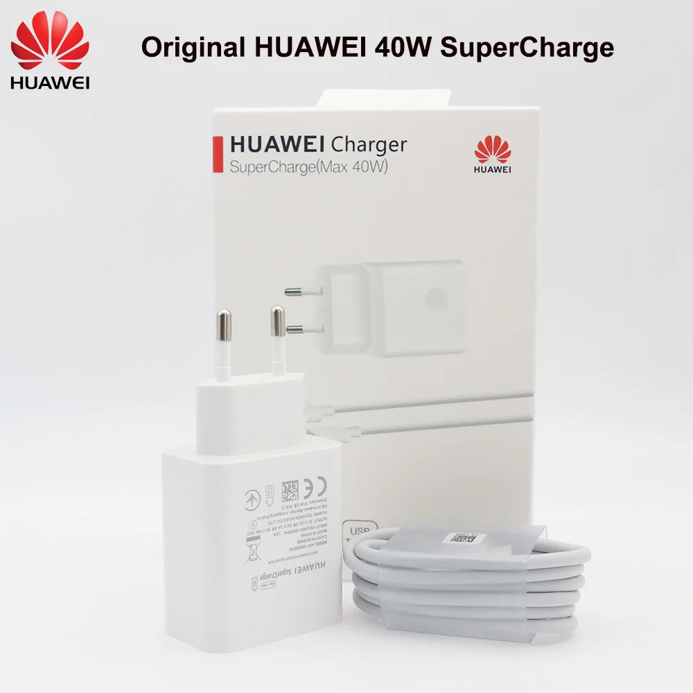 

Original Huawei Supercharge Quick Charger 40W 10V 4A EU Adapter 5A Type C Cable For P20 Pro P30 P40 Lite Mate 10 Mate 20 30 Pro