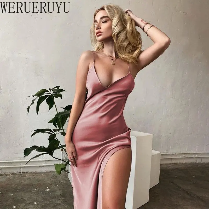 

New Women Sexy Backless Long Slip Dress Summer Autumn Elegant Clothes Sleeveless Evening Party Pink Black Dresses for Women 2022