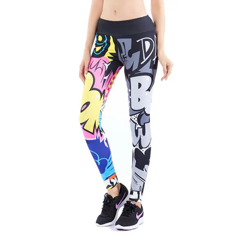

Women's High Waist Yoga Leggings Sports Tights with Cartoon Prints Elastic Push Up Gym Pants Fitness Workout Clothes