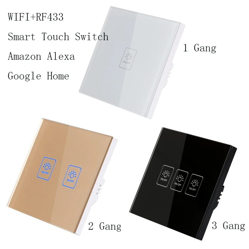 

RF433 Wi-Fi 2,4G граффити умный сенсорный настенный выключатель стандарта 10A 2/3 gang для Alexa Google Home Голосовое управление переключатель
