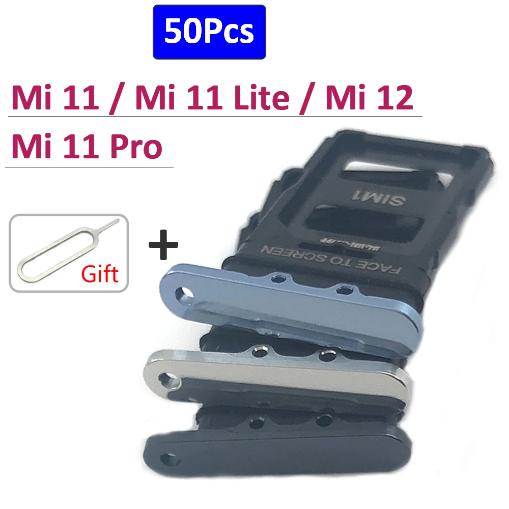 

Лот/Лот 50 шт./лот, новый держатель слота для SIM-карты, запасная часть для Xiaomi Mi 11 Mi11 Mi 11 Lite Mi11 Pro + штифт