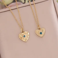 bohemian green zircon heart necklaces for women girls stainless steel diamond gold chains choker necklace fashion jewelry gifts