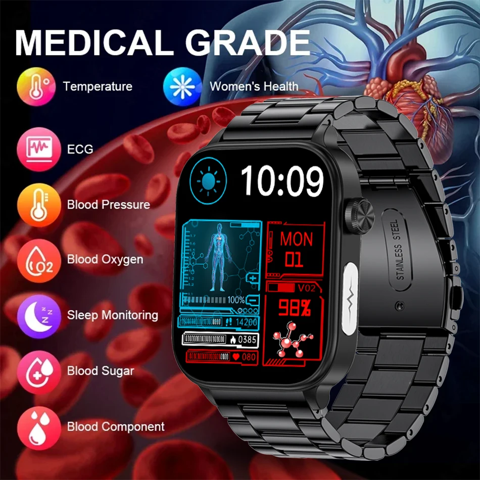 Смарт-часы Xiaomi мужские с ЭКГ + ППГ мочевой кислотой тонометром и кровяным