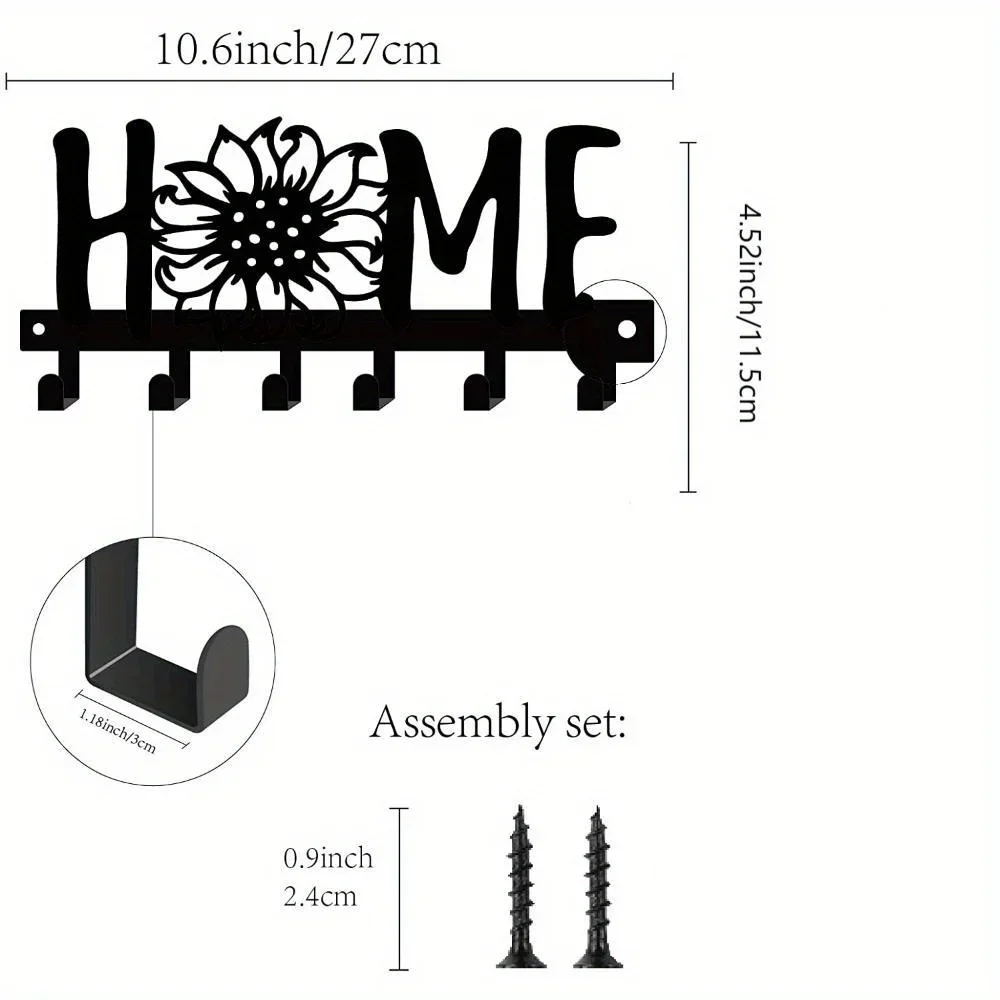 1 Шт. Черный Металлический Крючок Для Ключей В Форме Подсолнуха Универсальный