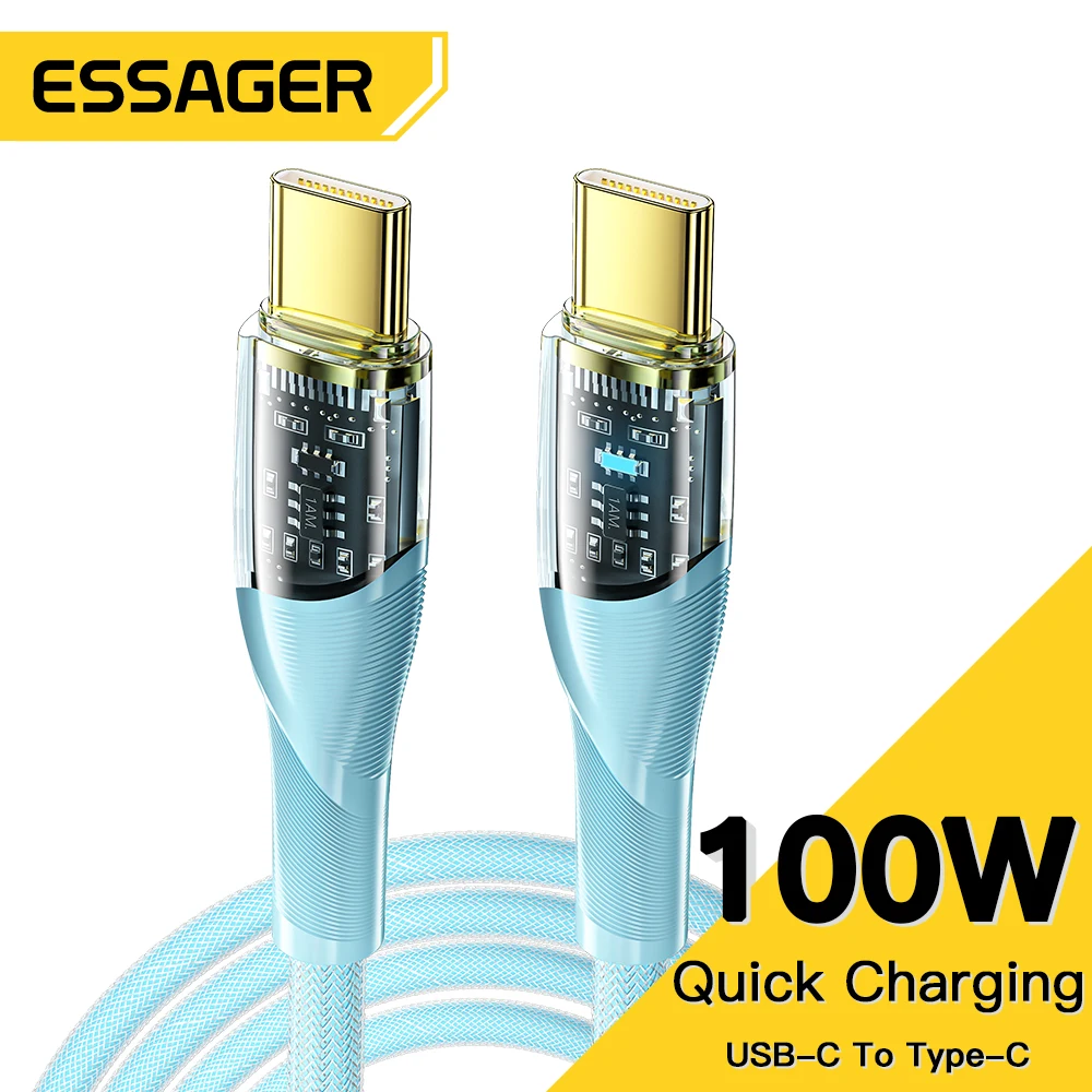 

Essager 100W 60W USB C To Type C Cable Fast Charging Wire Cord For Macbook iPad Samsung Huawei Xiaomi POCO PD 5A Type-C Cable