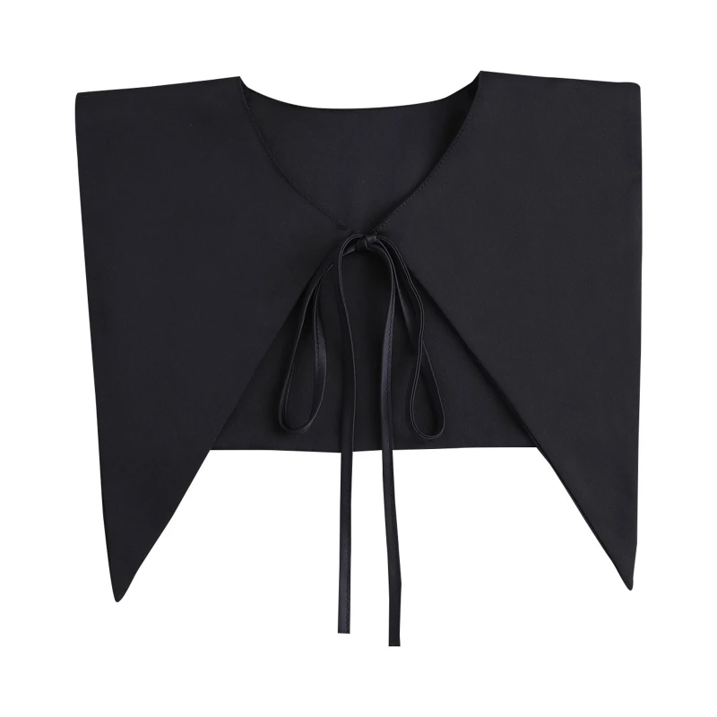 

Navy Style Decorative False Collar Women Pointed Triangular Shawl Scarf Solid Color Black Large Capelet Neck Warmer