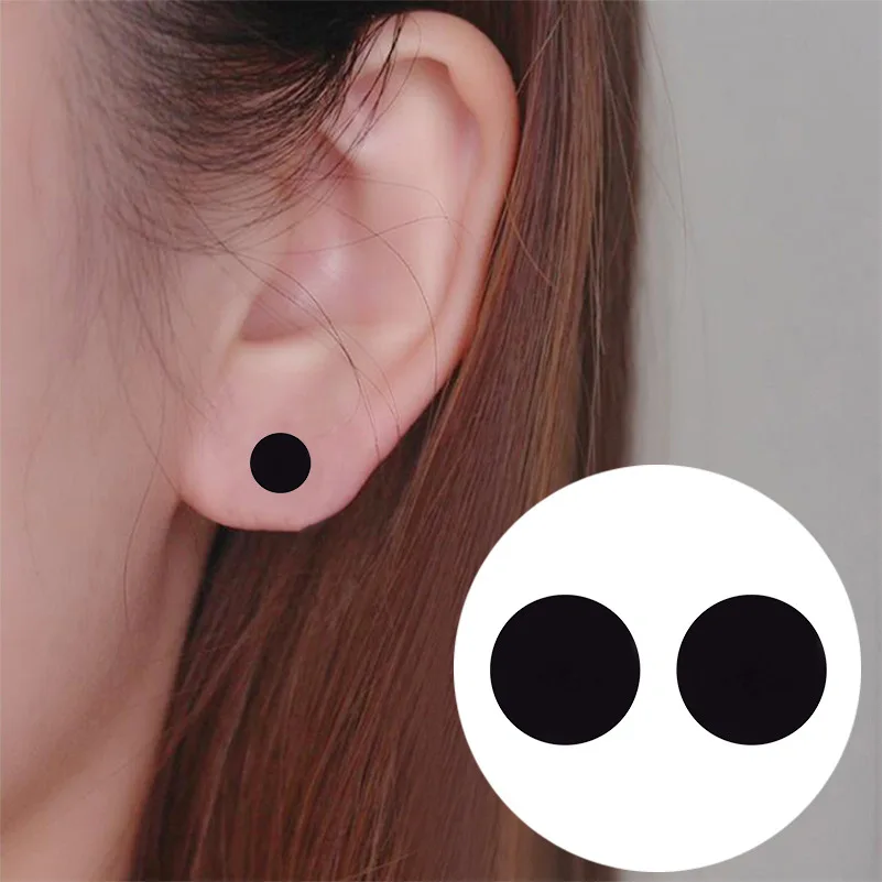 

WANGAIYAO new round ear studs fashion simple wild round cake dumbbell-shaped indifferent earrings student jewelry gift female