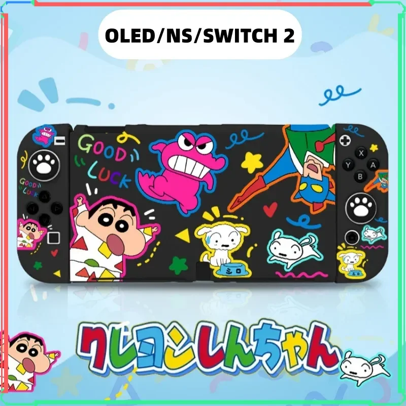 Фото Защитный чехол для Switch 2 с милым дизайном, мультяшным граффити и персонажем Шин-чан, настраиваемый, для OLED-версии NS, аниме-аксессуары для игр №1