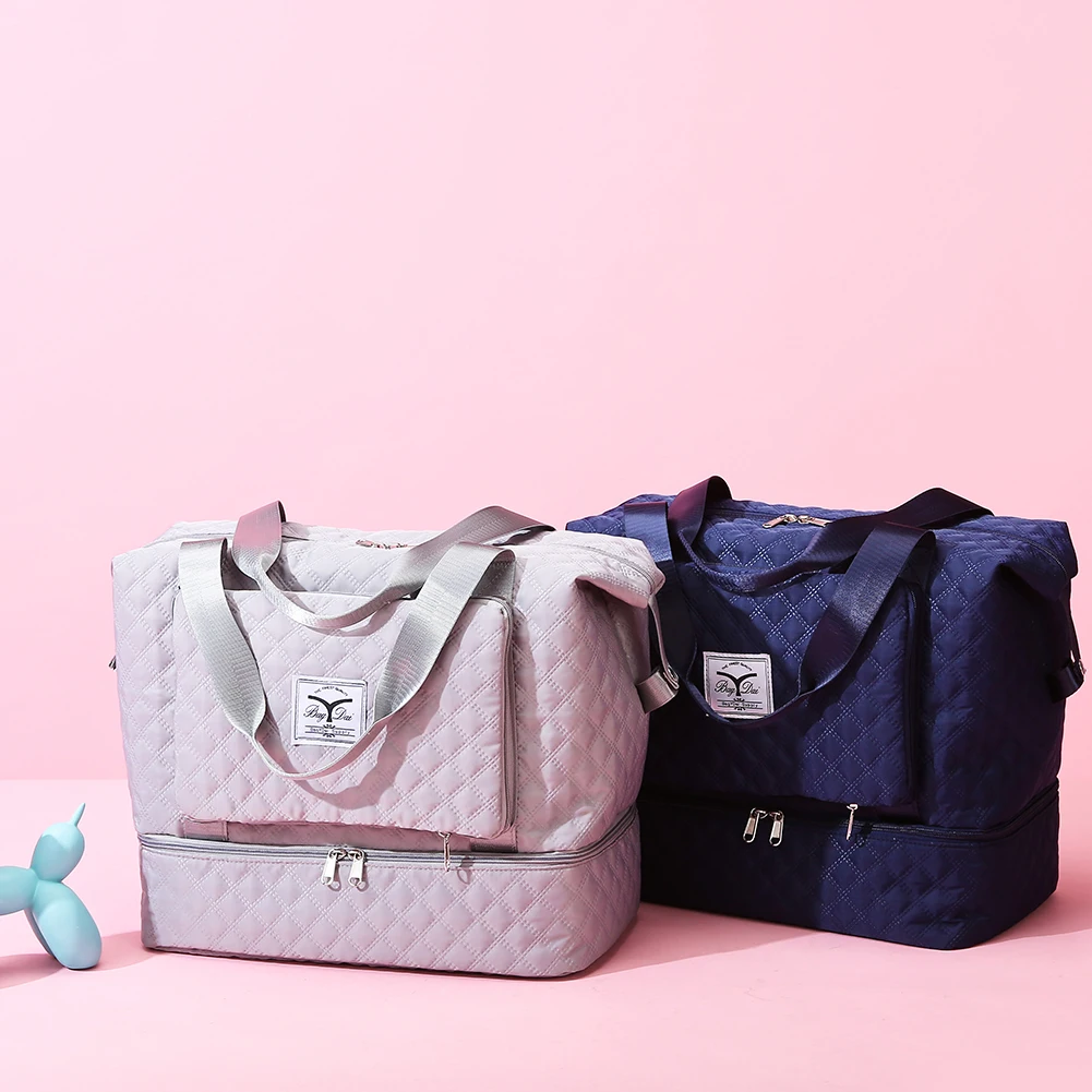 Large Capacity Folding Tote Luggage Bags Oxford Cloth Waterproof Sports Gym Yoga Storage Handbag Women Travel Shoulder Bags