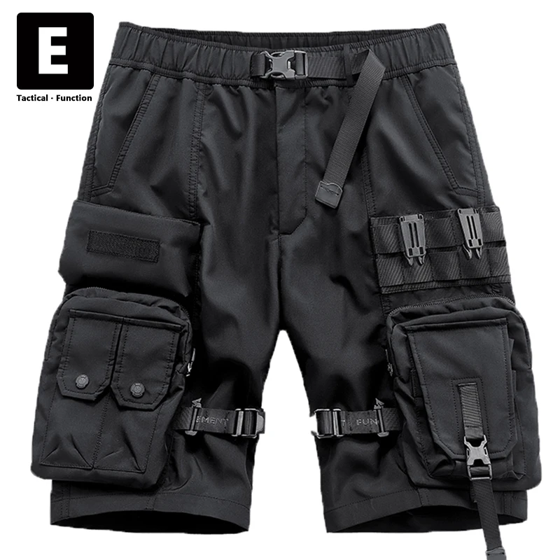 Techwear Cargo Shorts Men Summer Military Tactical Streetwear Hip Hop Shorts Button Pockets Fashion Harajuku Short Pants Male