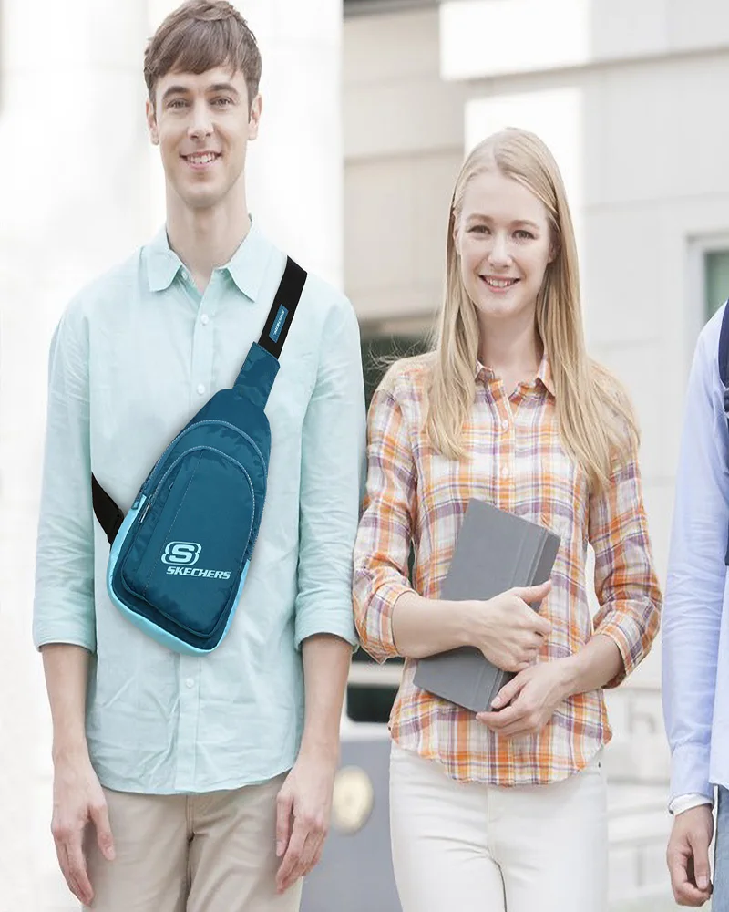 SKECHERS Sling Crossbody Bag Shoulder Bag for Men Women Lightweight One Strap Shoulder Bag for Hiking Outdoor Sports