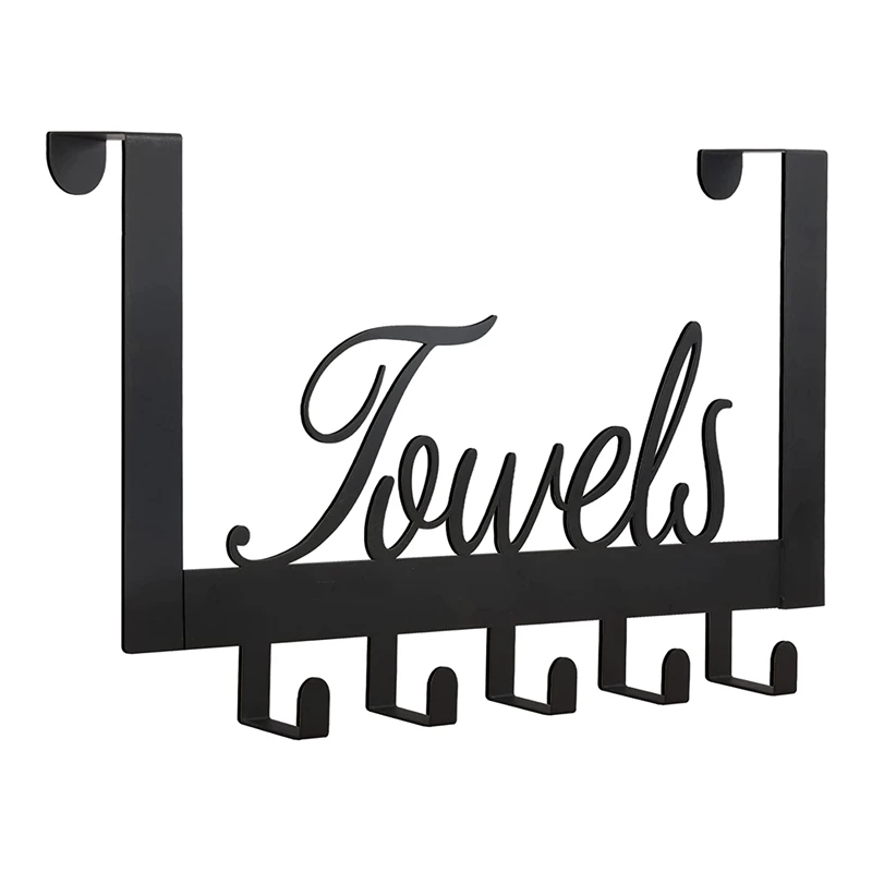 

Over The Door Towel Rack For Bathroom, Over The Door Hooks For Hanging Towels, Towel Holder For Bathroom, 5 Hooks