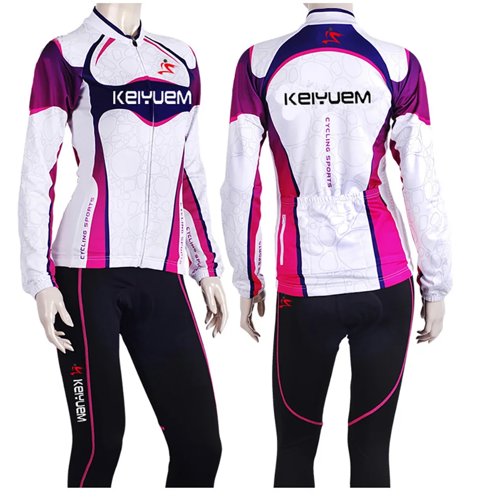 Женский велосипедный трикотаж с длинным рукавом комбинированный костюм для езды
