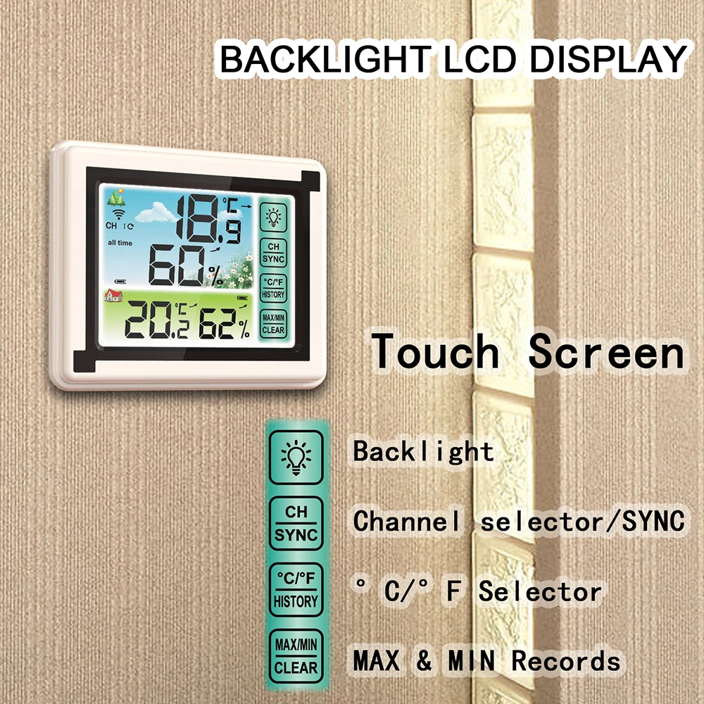 Цифровая метеостанция комнатный и Уличный Термометр беспроводной датчик