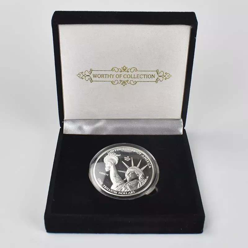 

New Gold Coins 1 Trillion Dollar Plated US coin Collection cryptocurrency Coin with Black Gift box Metal Commemoration gift